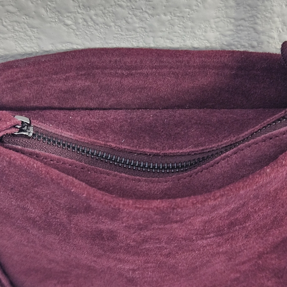 Monserat De Lucca Cross Body, Burgandy, Genuine Suede Leather Bag - Picture 4 of 9